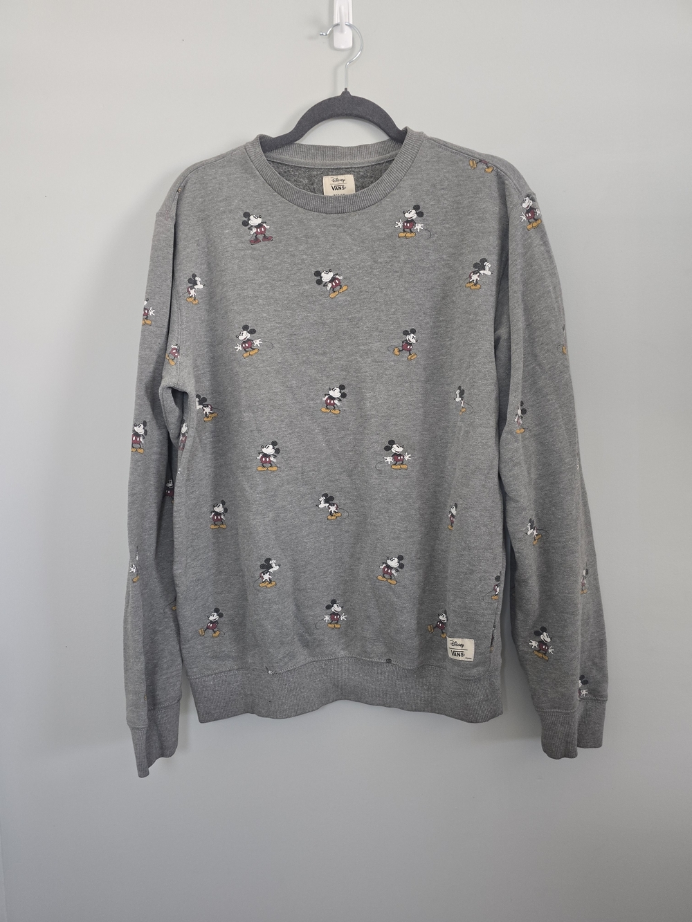 Disney x Vans Gray Mickey Mouse Allover Print Crewneck Sweatshirt M